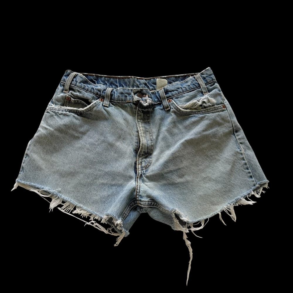 Levis 560 Orange Tab Vintage Distressed No Zipper Denim Cutoff Shorts W34 32in